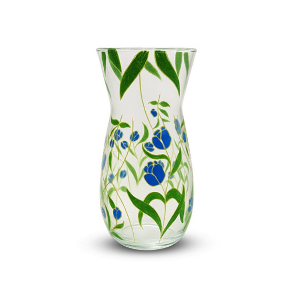 Gulmohar Green Floral Glass Vase