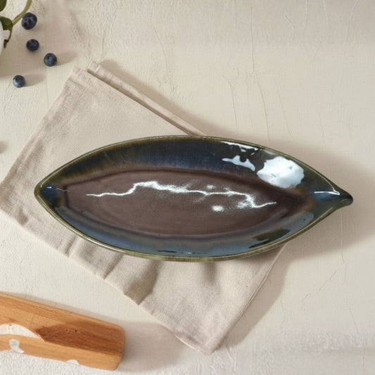 Brown Leaf Platter Set of 2