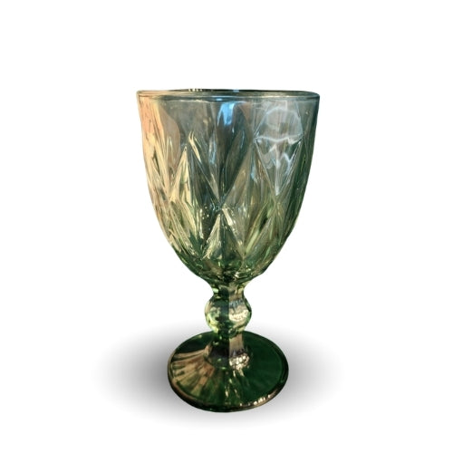 Green Glass Goblet Set of 6
