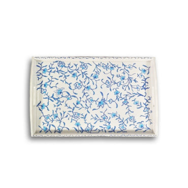 White and Sky Blue Floral Tray