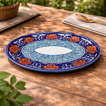 Cobalt Blue Floral Ceramic Oval Platter