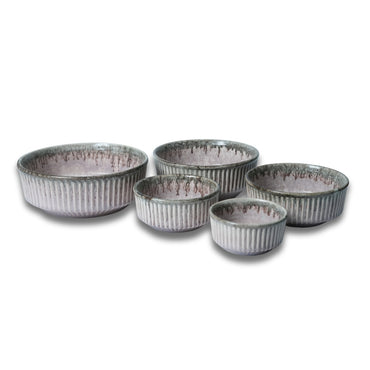 Peach Blush Ribbed Bowl Set of 5