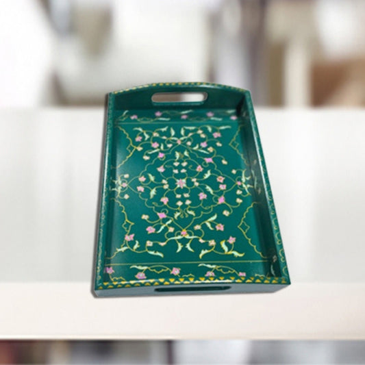 Dark Green Floral Tray