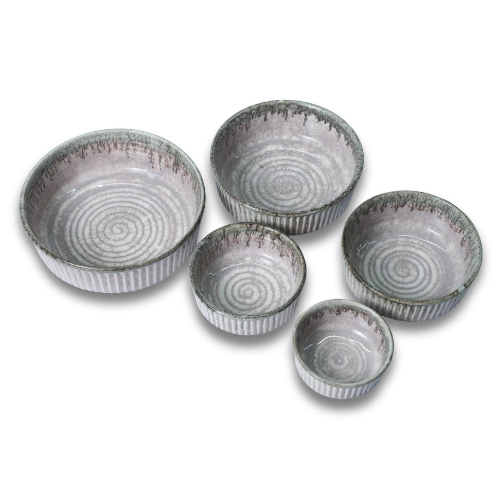 Peach Blush Ribbed Bowl Set of 5