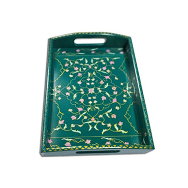 Dark Green Floral Tray