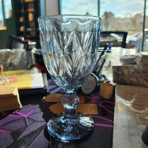 Light Blue Glass Goblet Set of 6