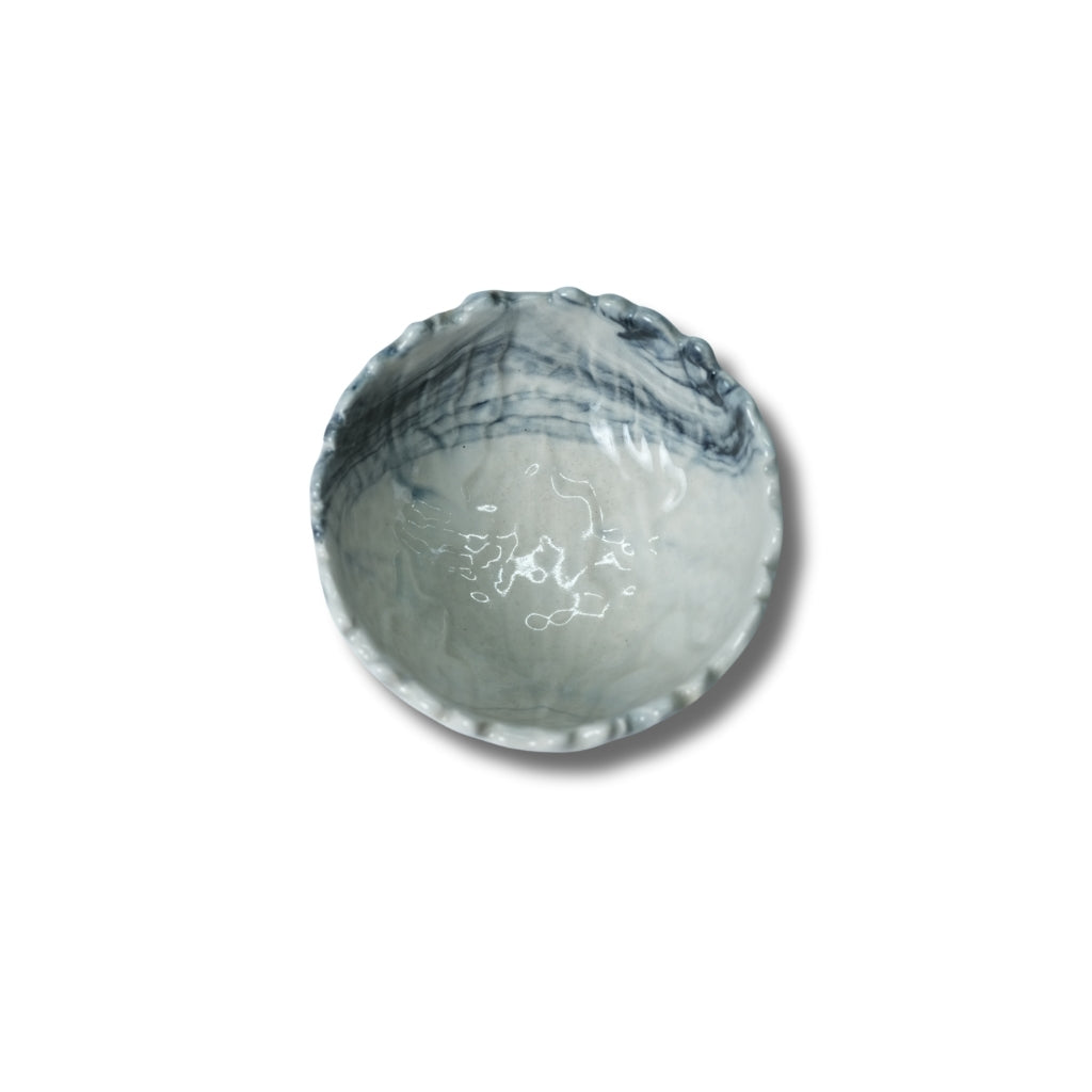 White Edge Ceramic Round Bowl Set of 2