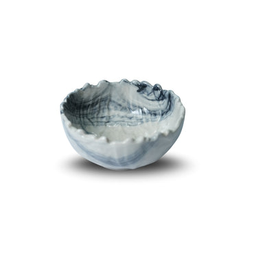 White Edge Ceramic Round Bowl Set of 2
