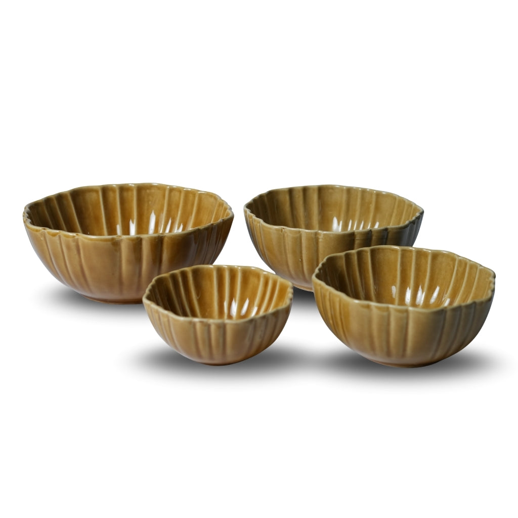 Mustard Ribbed Bowl Set of 4