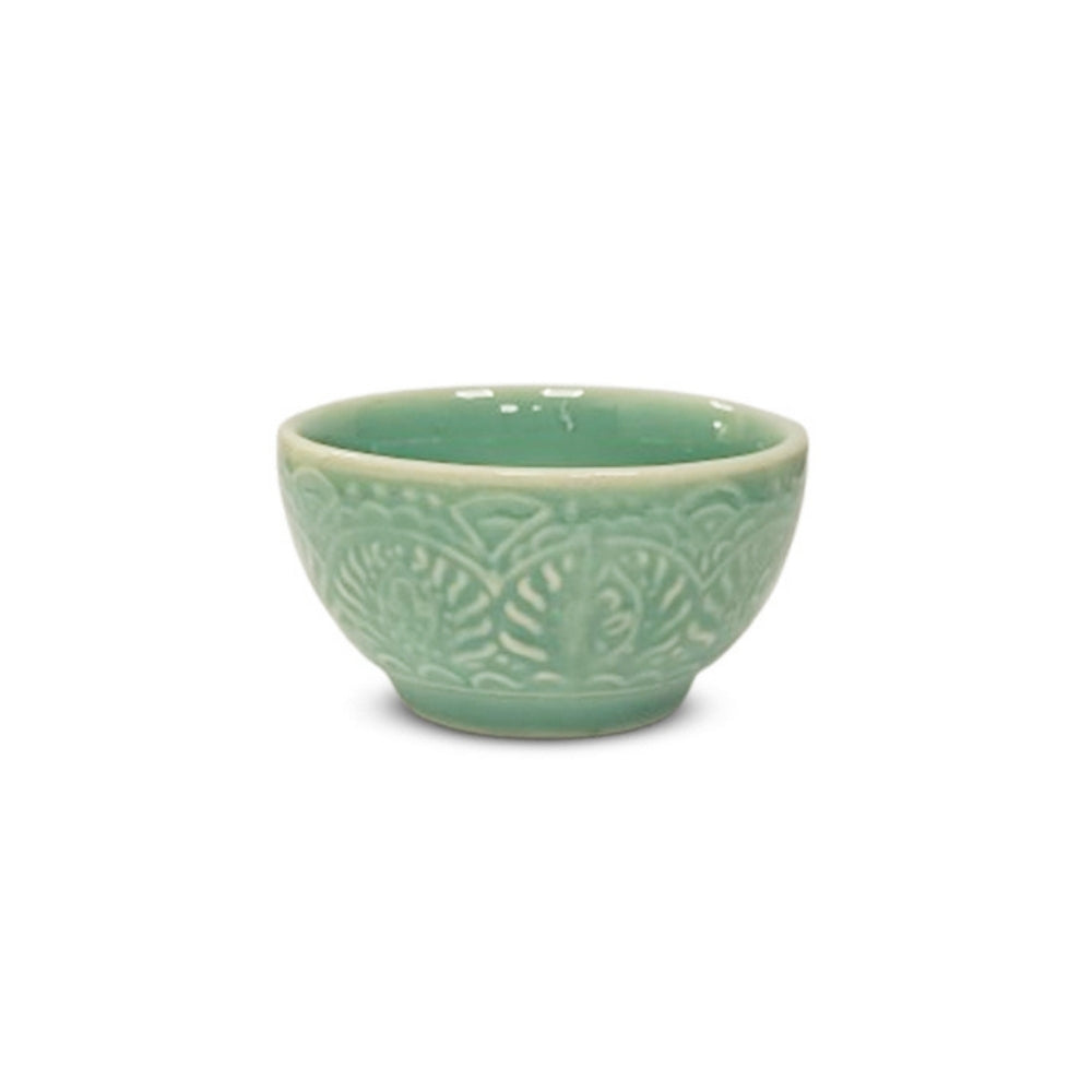 Turquoise Embossed Dessert Bowl Set of 6