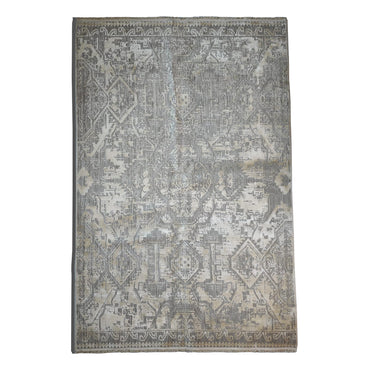 Modern Design Grey Silhouette Mosaic Silk Carpet