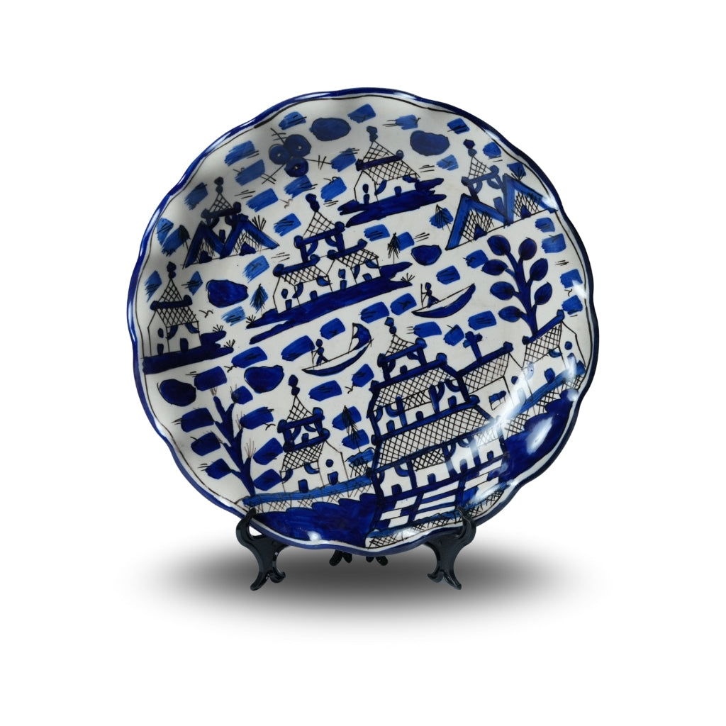 Chinese Ceramic Wavy Circular Platter