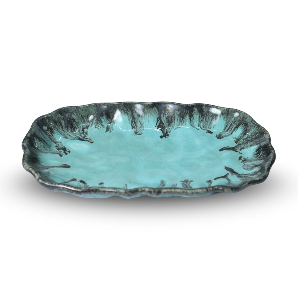 Crinkle Ocean Blue Platter Set of 2