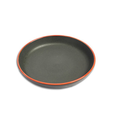 Black Round Red Edge Plate Set of 2