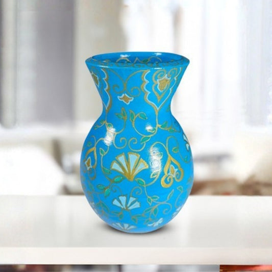 Gulmohar Sky Blue Broad Rim Vase