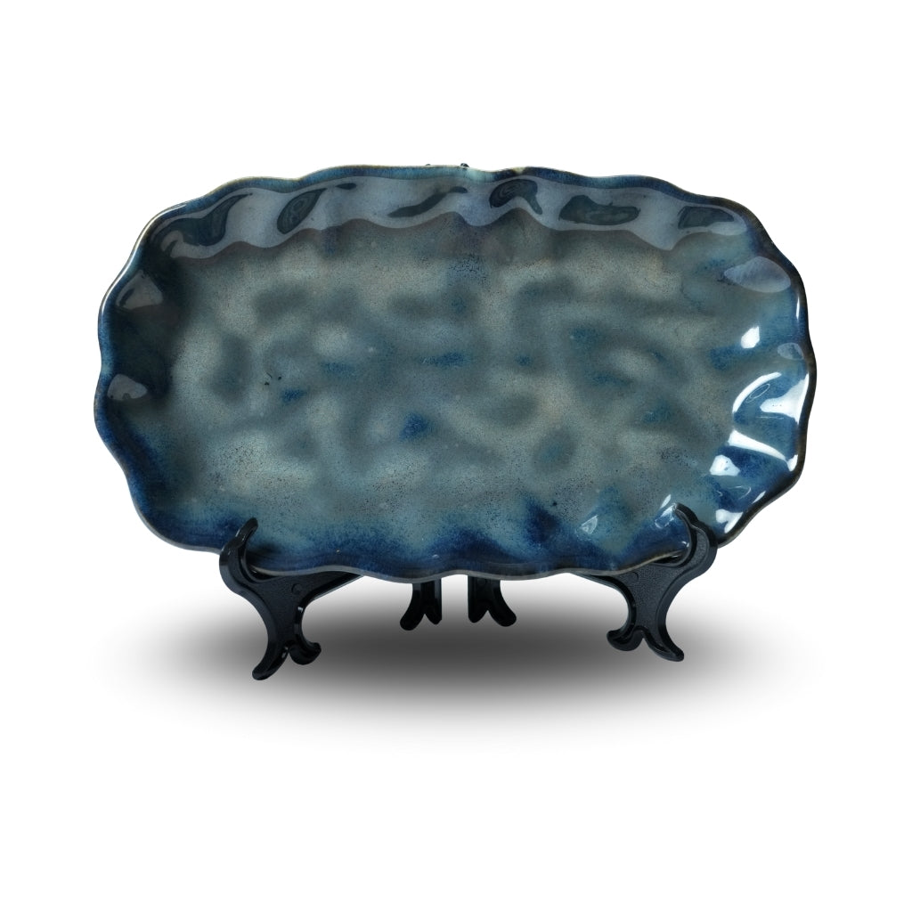 Crinkle Black Platter Set of 2