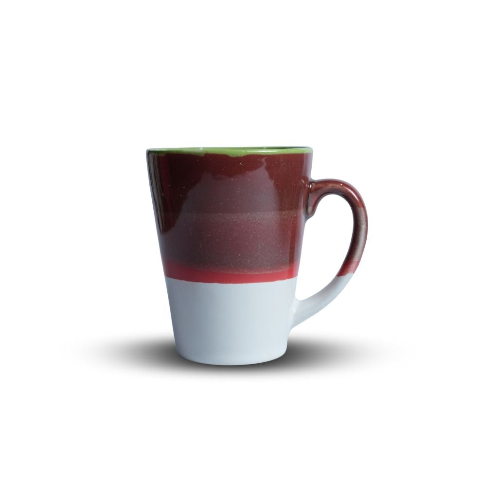 Green Edge Rust Brown Ceramic Coffee Mug Set of 6