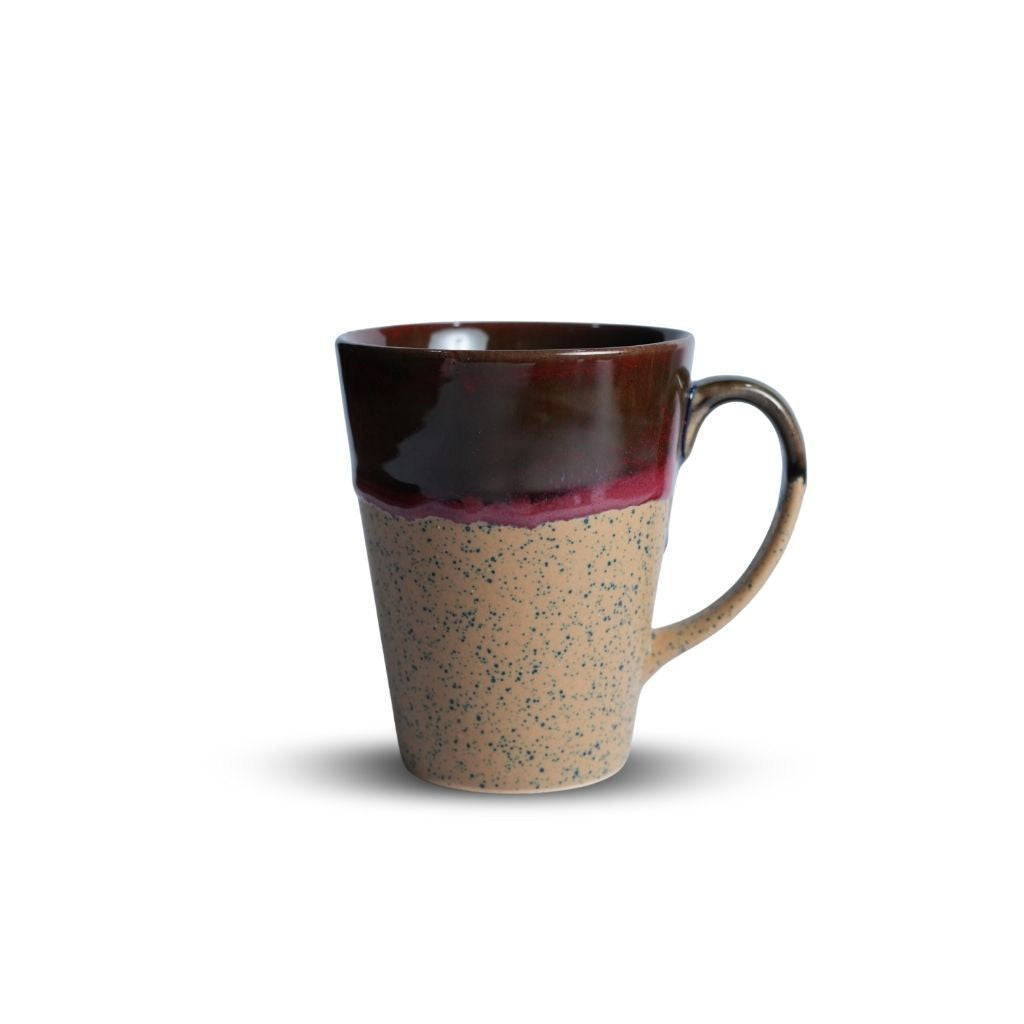Deep Wine Edge Speckled Ceramic Mug Set of 6