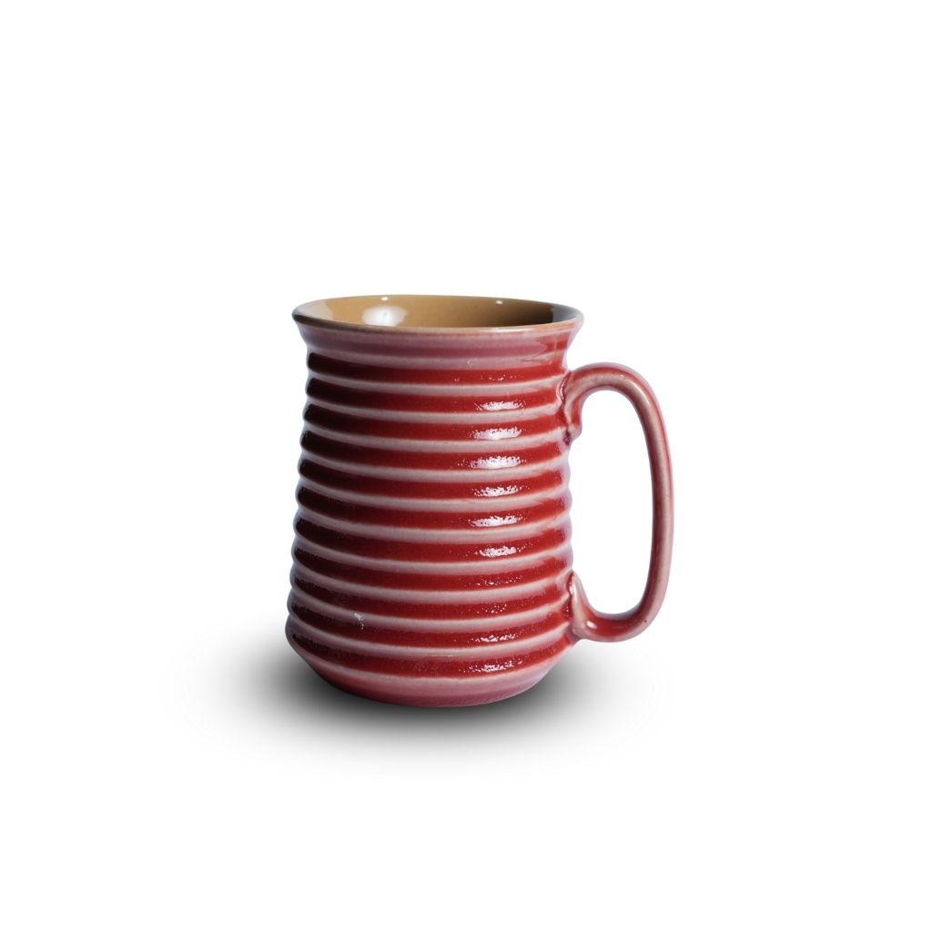 Crimson Red Ribbed Jumbo Mug Set of 2