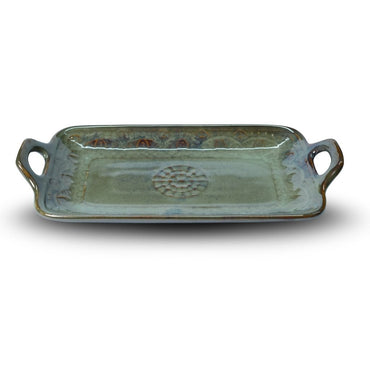 Green Embossed Tray Set of 2