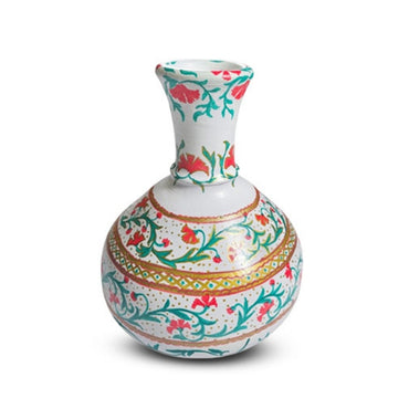 Gulmohar White Red Narrow Rim Vase