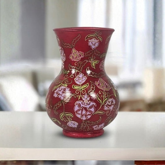 Gulmohar Red Broad Rim Vase