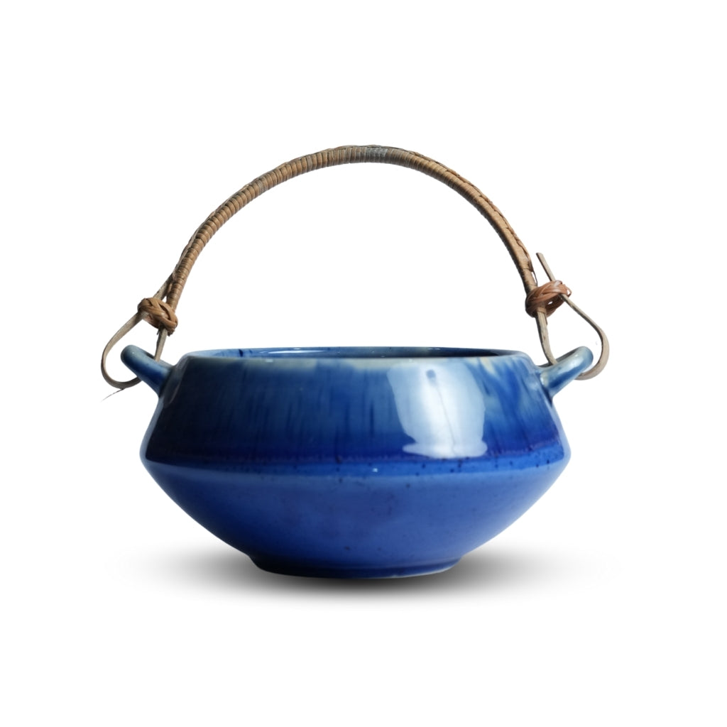 Blue Bamboo Ceramic Serving Bowl