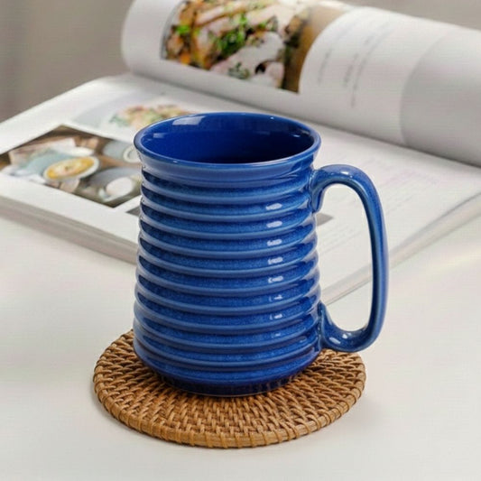 Ocean Blue Ribbed Jumbo Mug Set of 2
