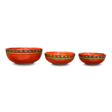 Orange Crown Bowl Set of 3