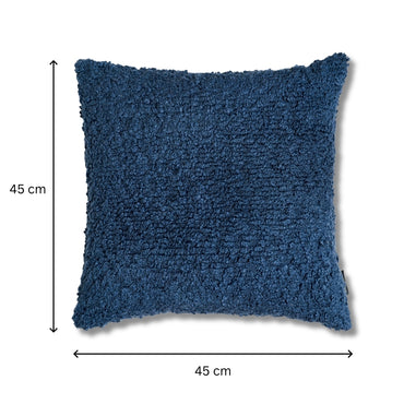 Blueberry Fuzz - Navy Blue Square Cotton Cushion Cover with Textured Finish