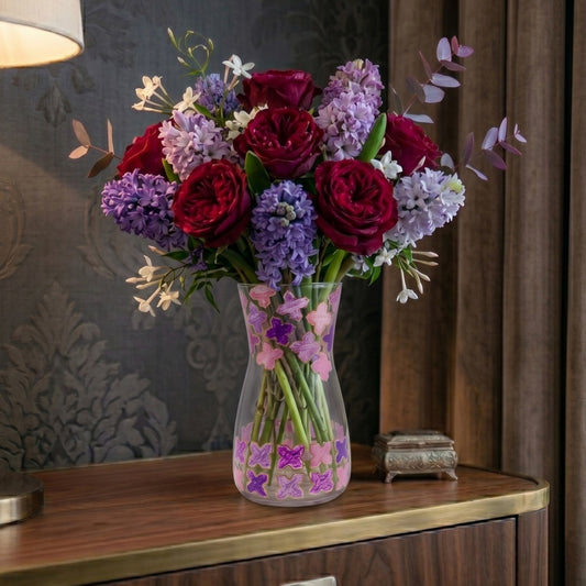 Gulmohar Pink Decorative Floral Glass Vase