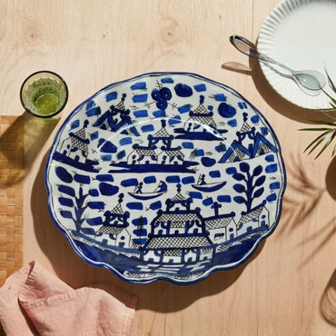 Chinese Ceramic Wavy Circular Platter
