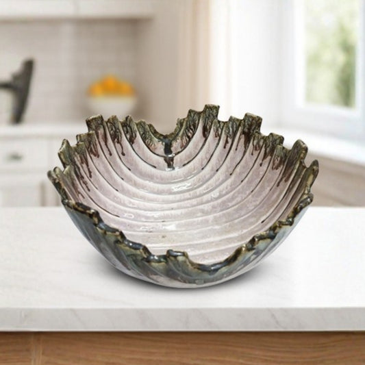 Grey Edged Ceramic Serving Bowl Set of 2