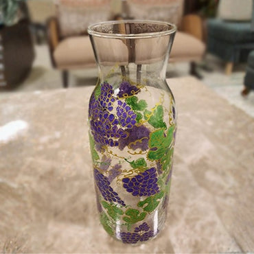 Gulmohar Purple Green Floral Glass Vase