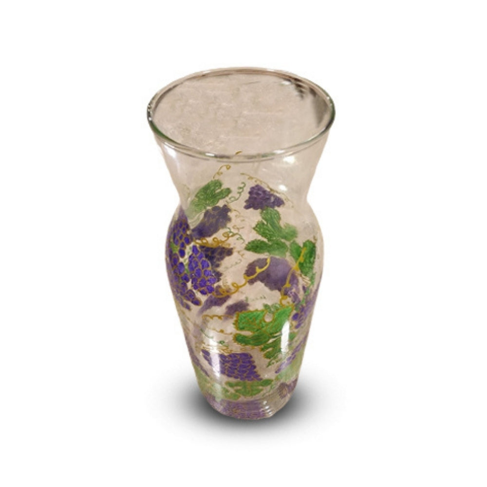 Gulmohar Purple Green Floral Glass Vase