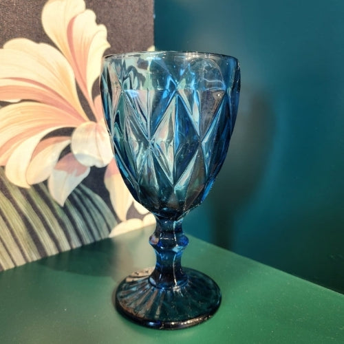 Dark Blue Glass Goblet Set of 6
