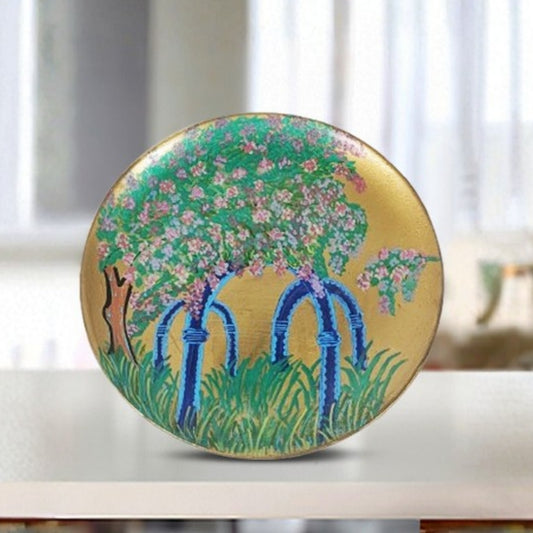 filomina floral green golden ceramic decorware decorative plate