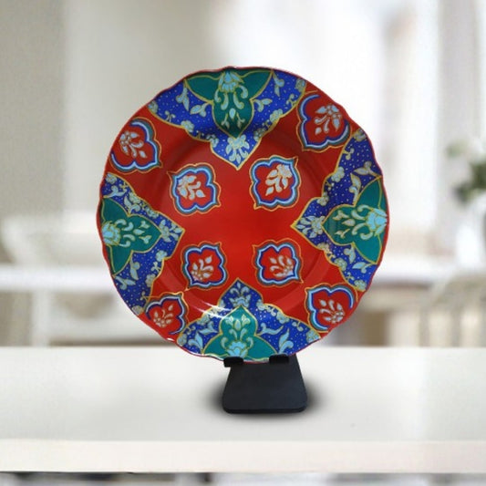 filomina floral red ceramic decorware decorative plate