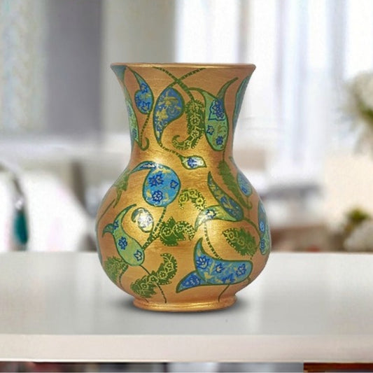 Gulmohar golden decorware decorative broad rim vase for home