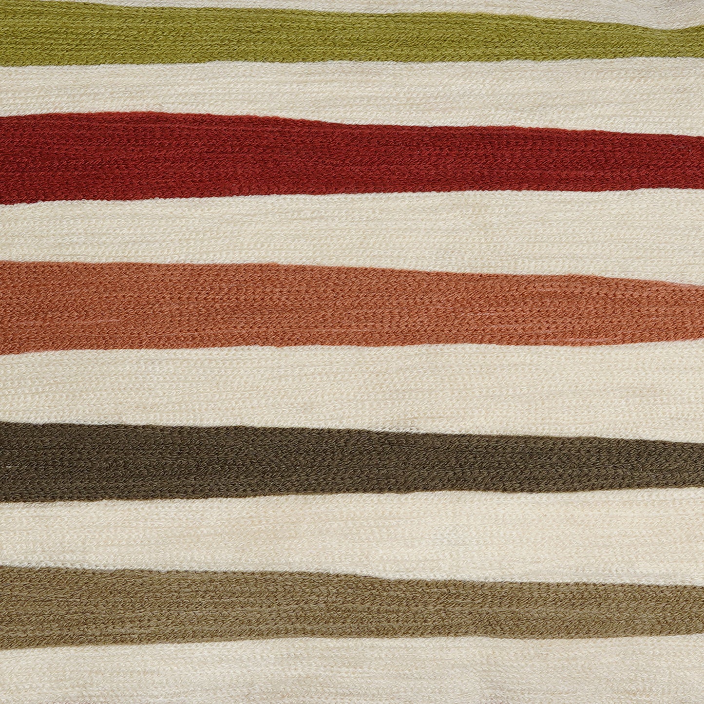 Back Gammon - Modern Rectangular Beige Cushion with Earthy Embroidered Stripes