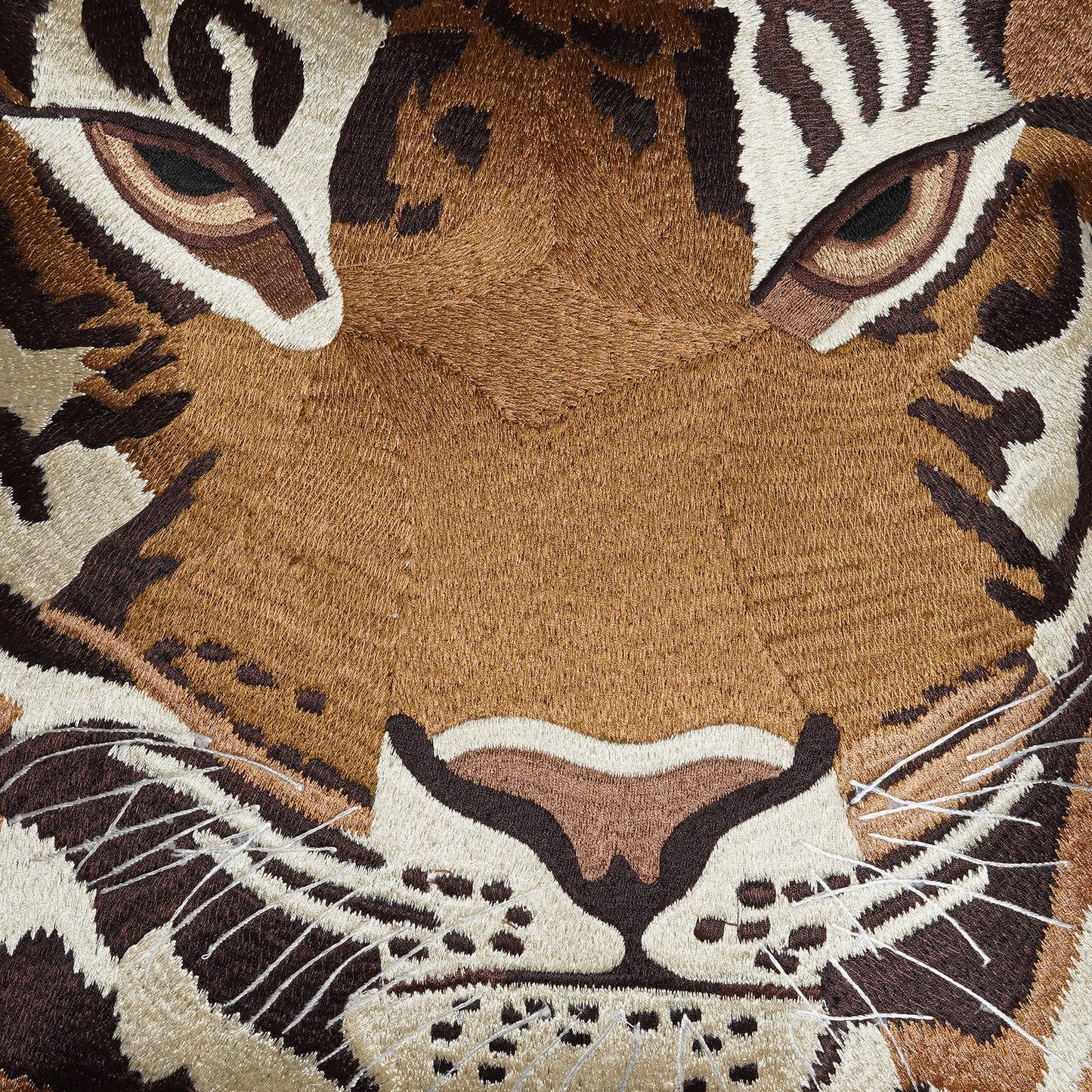 Tiger Tiger - Tiger Face Embroidered Cushion in Earth Tones