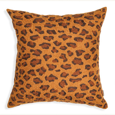 Royal Print - Chic Square Leopard Print Cotton Embroidered Cushion
