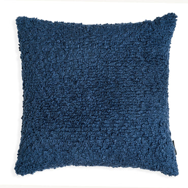 Blueberry Fuzz - Navy Blue Square Cotton Cushion with Textured Finish