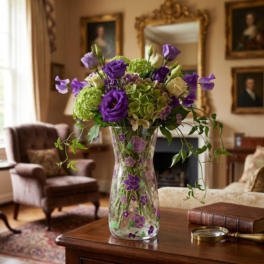 Gulmohar Lavender Decorative Floral Glass Vase