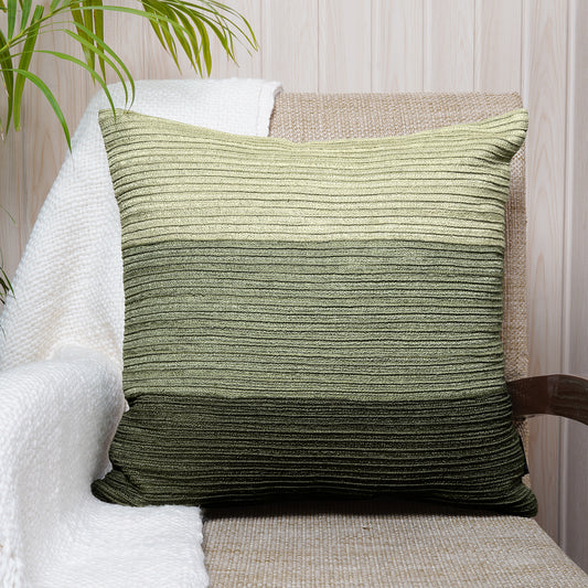 Square green cushion with ribbed cotton texture – Babylonia Collection by Dash & Twine