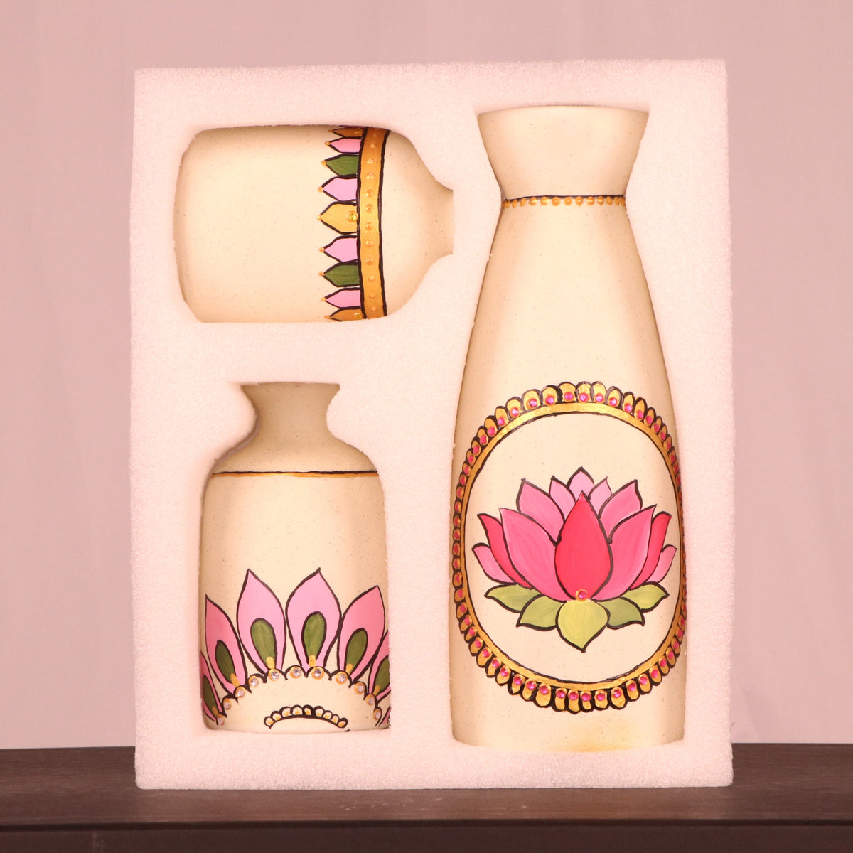 Ceramic Vases 3 Piece Set of Hand-Painted Ceramic Vases
