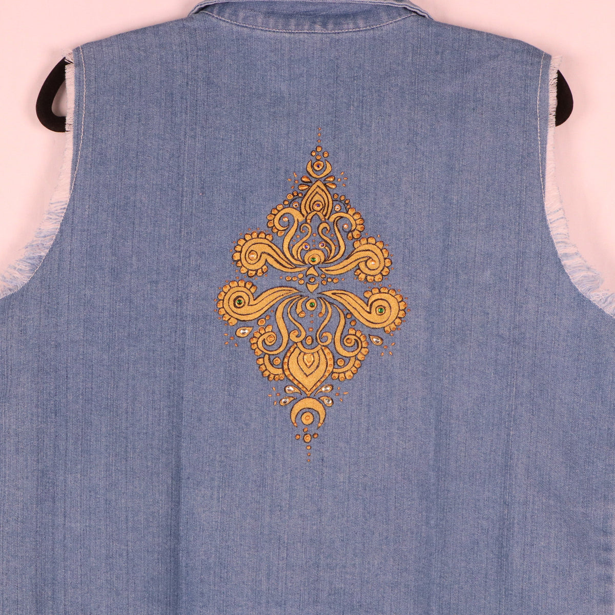 Denim Jacket Hand-Painted Golden Motif Jacket