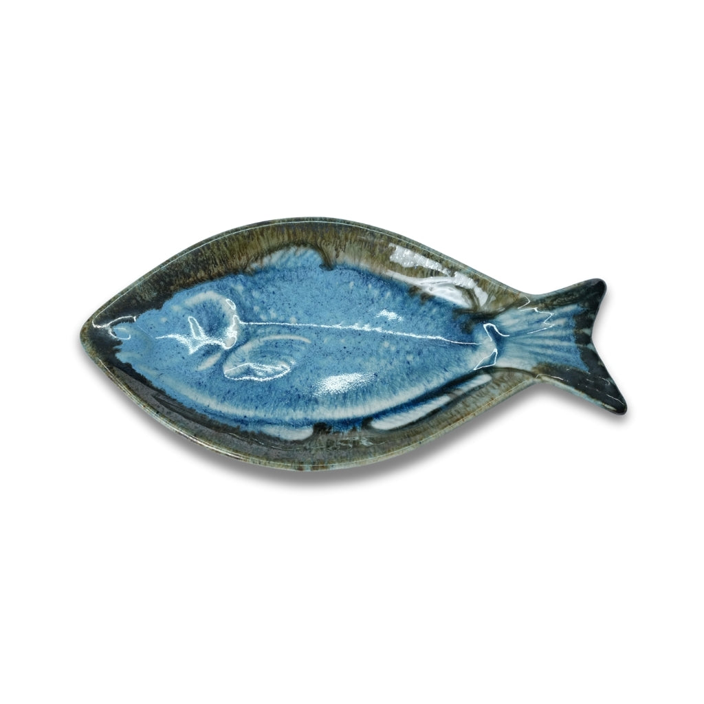 Fish Shaped Ceramic Platter Set of 2