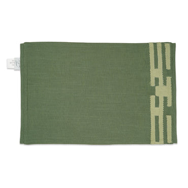 Link on Green Placemat Set of 4 - Jade Green Placemat with Soft Geometric Border Detaile