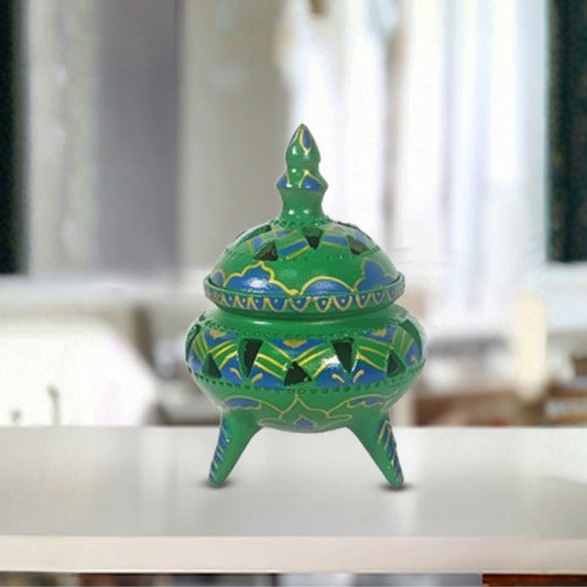 Aromaise green decorative clay incense lid stand